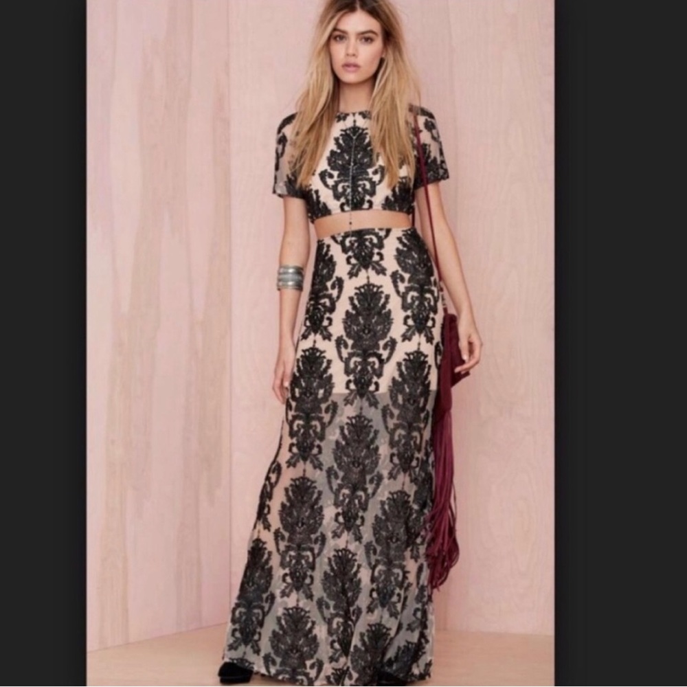 For Love and Lemons Ethereal Set Maxi Top Skirt small